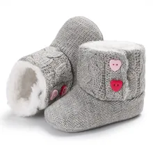 Зимние ботинки для девочек и мальчиков; нескользящие теплые вязаные детские ботинки с мягкой подошвой для новорожденных детей 0-18 месяцев