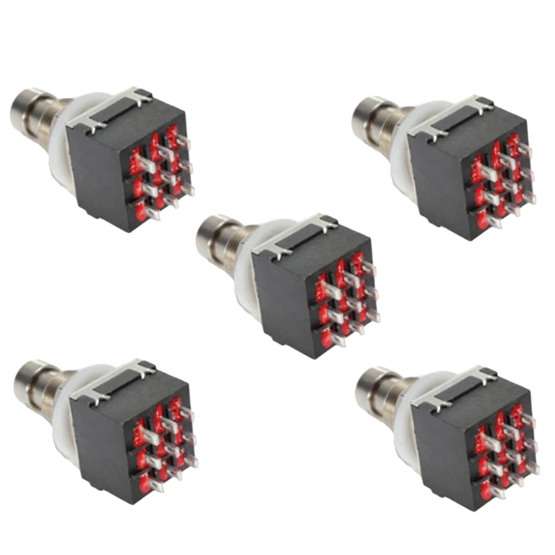 BMDT-5Pcs гитары Эффект переключатели 9-контактный разъем 3Pdt коробка педалей эффектов для гитары Stomp ног металла переключатель байпасс черный