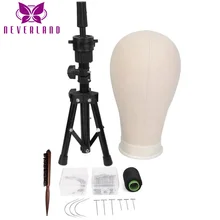 

22'' Wig Training Mannequin Head Canvas Block Head Wig Display Styling Head With T Pins With Tripod Wig Stand For Wigs Making