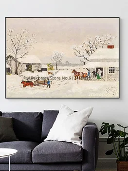 Анна, Мэри, Робертсон, бабушка, Моисей, дом на День Благодарения, 1942, холст, масло, искусство стены