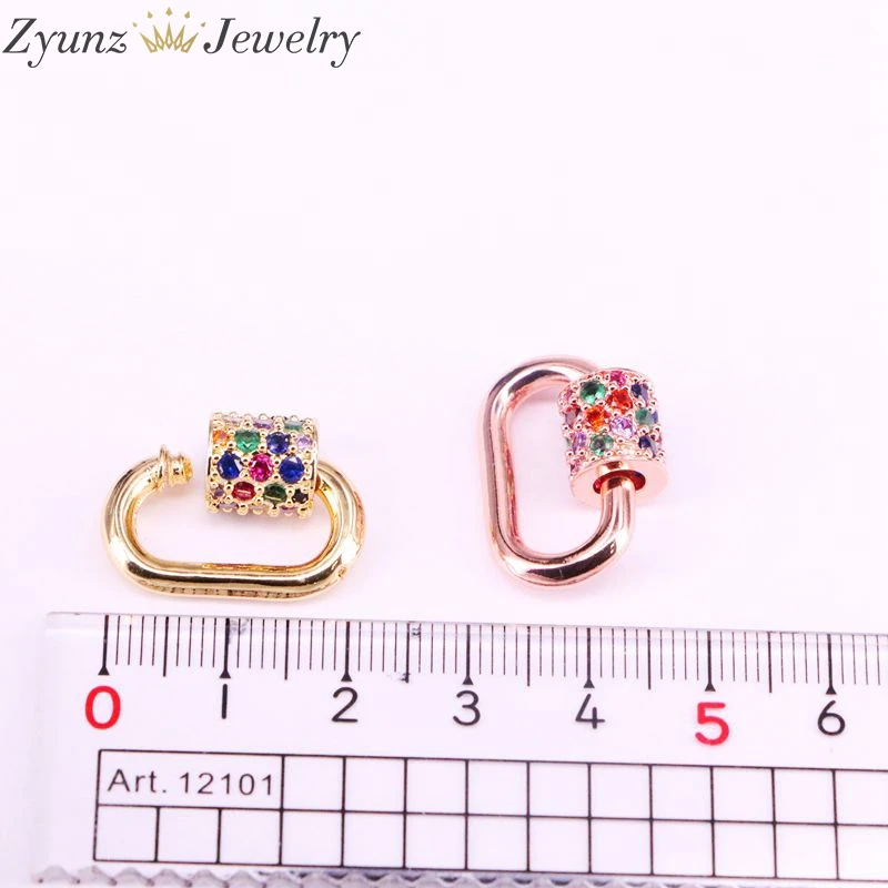6 шт., 12*18 мм, радужные CZ Micro Pave Oval винтовые застежки, серебро, черный, золотые звенья для ожерелья и браслетов, ювелирные изделия