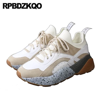 

runway peach creepers women flats trainers white genuine leather designer shoes china lace up muffin sneakers platform luxury