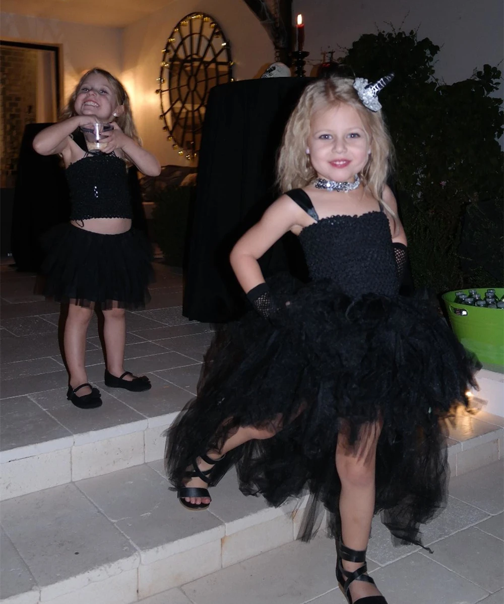 Black Tutu Dress Baby Girls Kids Ball Gown Strap New 2020 White Pink Flower Tutu Handmade Princes Fluffy Mesh Soft Tulle Gown