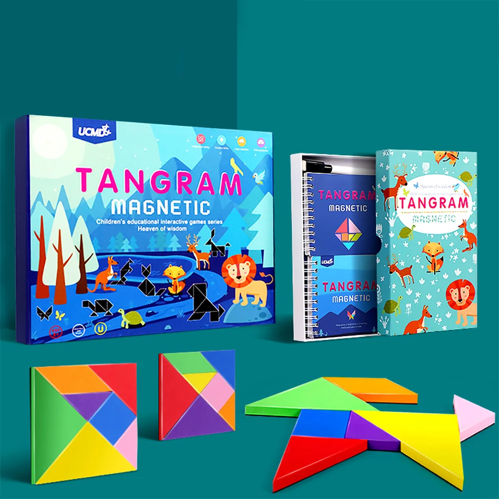 Магнитный Интеллектуальный Развивающий пазл Игрушки Tangram 7 шт. 3D из ЭВА