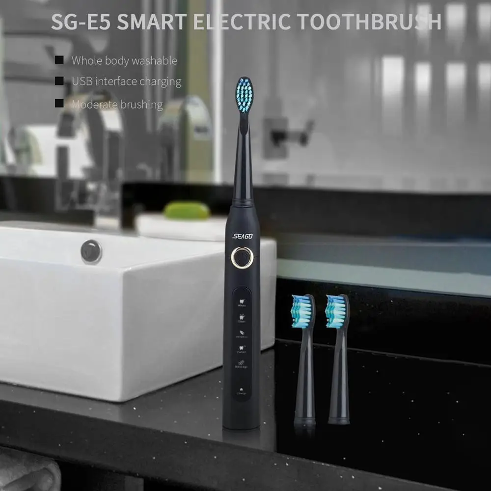 Seago Electric Toothbrush USB Rechargeable Smart Timer Acoustic Wave Toothbrush with 5 Optional Modes Dental Care Massage Seago Electric Toothbrush USB Rechargeable Smart Timer Acoustic Wave Toothbrush with 5 Optional Modes Dental Care Massage