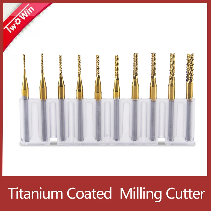10pcs Pcb Milling Cutter 0.83mm Titanium Milling Corn Milling Bits