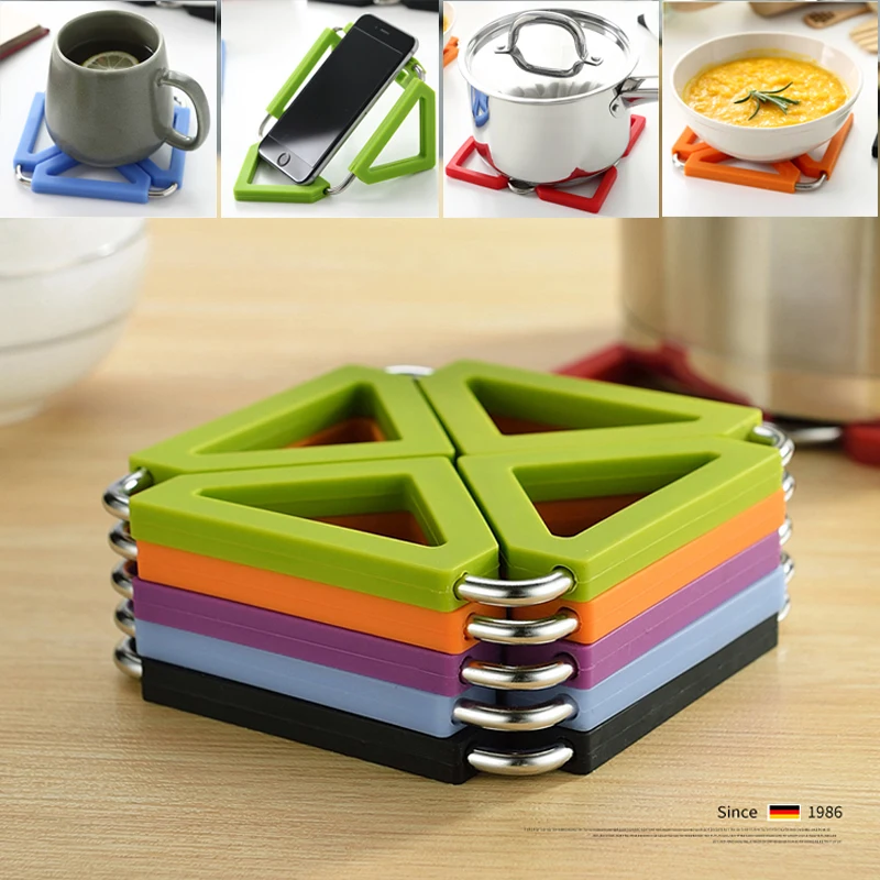Quality Non-Slip Heat Resistant Pot Holders Square Pads Silicone Mats Hot Solid