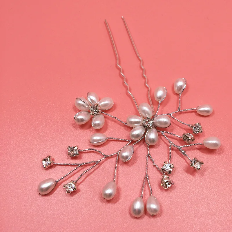 Bride Handmade Hair Accessories Pearl Flower Crystal System Pin Hairpin Headdress Accessories Hair Accessories