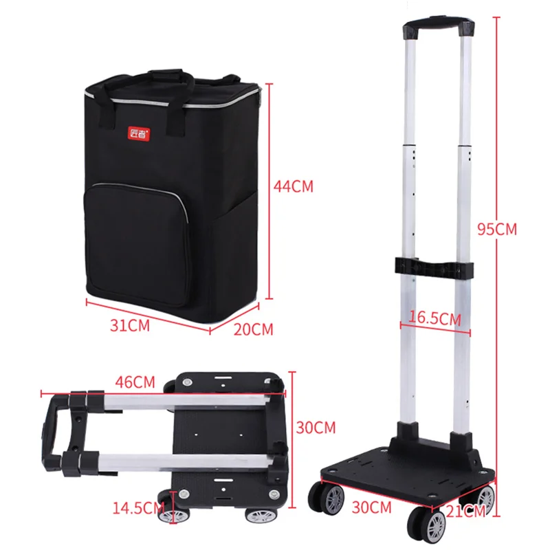 ALWAYSME Portable and Foldable Shopping Cart With Bag and Telescopic Rod For Shopping ,Camping,Travel