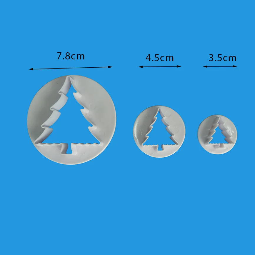 3PcsSet Plastic Christmas Tree Cookie Cutter Pressing Pastry Mold Tools 3D Cake Biscuit Baking Mould Fondant Decorating Tools 6