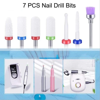 

7PCS Ceramic Nail Cutters Nail Drill Bits Sets Manicure Machine Cutter Pedicure Drill Bit Set Of Cutters For Manicure Accessory