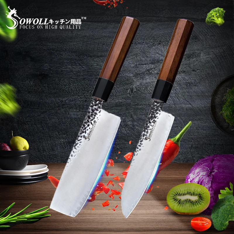 Набор ножей Santoku из дамасской стали и кухонных 2 шт. 7 дюймовый острый нож Nakiri Cleaver