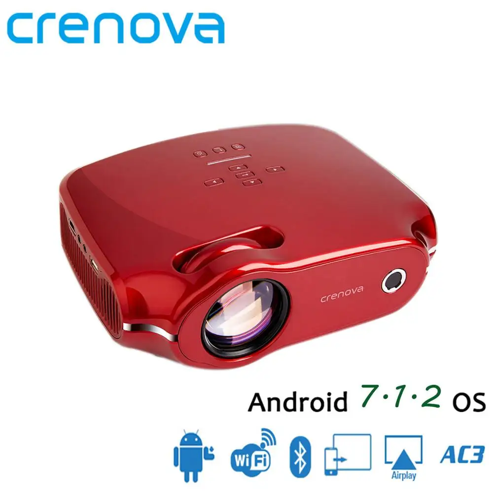 Red Android CRENOVA XPE498 Лучшая Android 7,1 OS 3200 люмен яркость видео проектор с Wi-Fi Bluetooth домашний кинотеатр Кино проектор - Цвет: Red Android