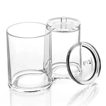 

Hotel Cosmetic Cotton Pads Holder Makeup Organizer Home Jar Portable Acrylic Double Containers Clear Box Storage Round Swab