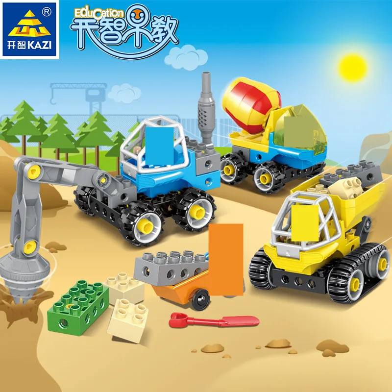 

City Engineering Truck Big Size Building Blocks Sets LegoINGLs Duplo Technic DIY Bricks Early Educational Toys for Children
