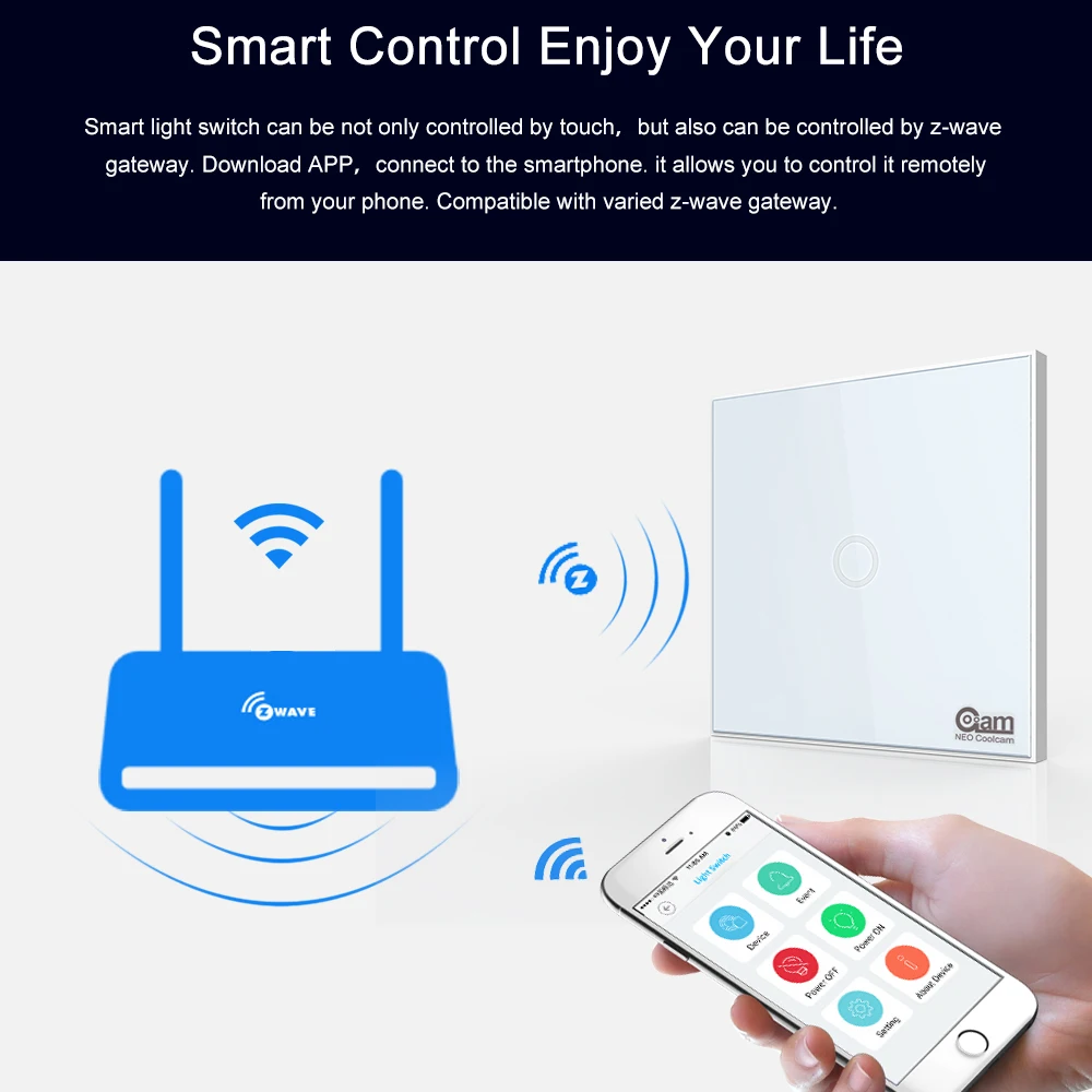 NEO Coolcam Z-wave настенный выключатель света 1CH банды Z Wave беспроводной умный пульт дистанционного управления ЕС выключатель света Автоматизация дома