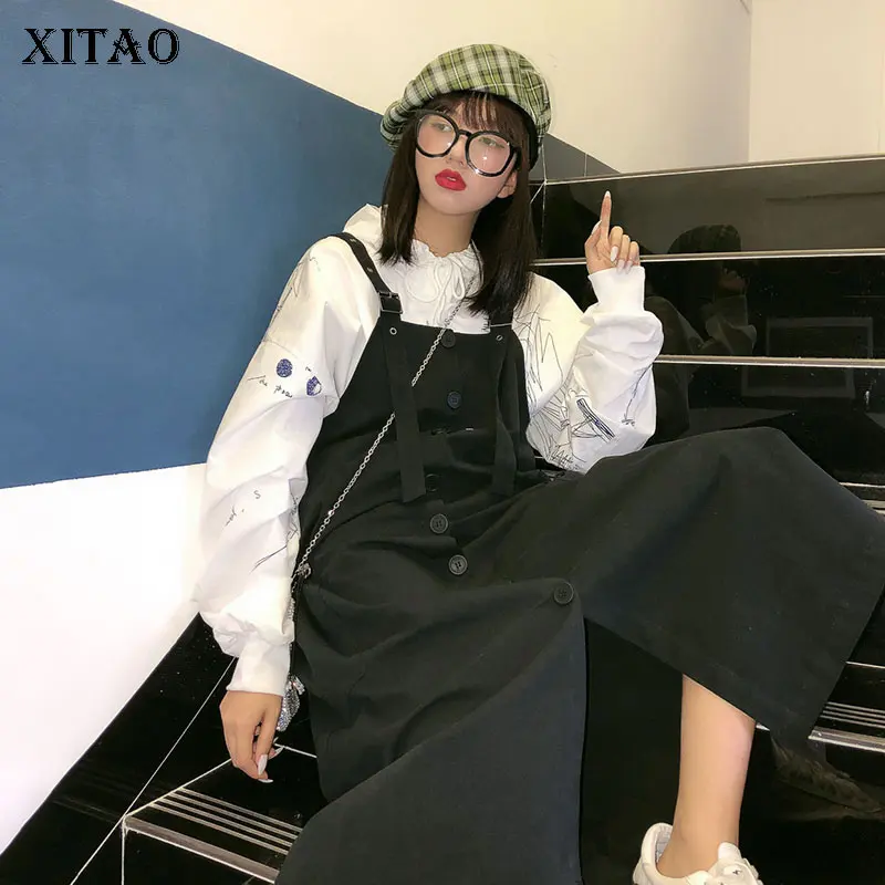 XITAO Tide Брендовое женское платье с регулируемыми бретельками, модное женское платье на бретельках размера плюс, осенняя женская одежда XJ2401