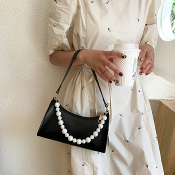 

Female Leather Solid Color Chain Handbag Retro Casual Women Totes Shoulder Bags Fashion Exquisite Shopping Bag