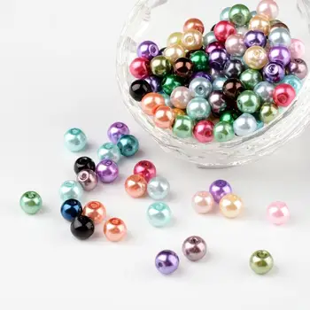 

200pcs 6mm Multicolor Round Glass Pearl Beads for Jewelry Necklace Making