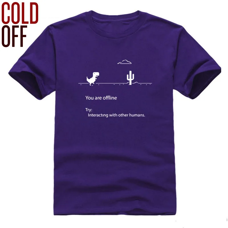 Мужская футболка из хлопка с коротким рукавом и принтом «you are offline», повседневная мужская футболка с круглым вырезом и принтом динозавра, летняя футболка, футболка - Цвет: YA0104CO-PUP