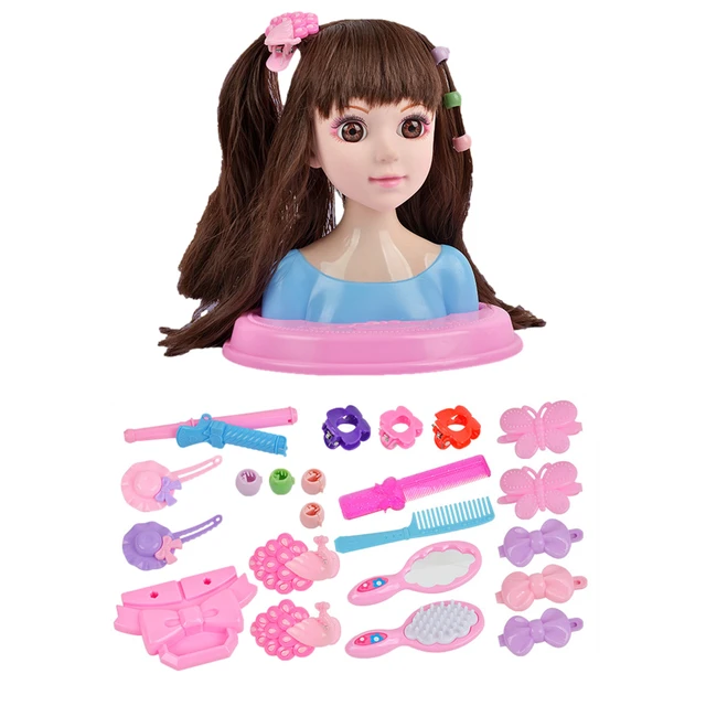 Conjunto de brinquedo de maquiagem princesa infantil, manequim