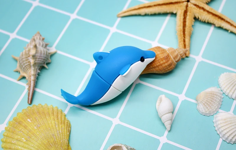 USB флеш-накопитель с мультяшными животными, мини-фигурка, 64 ГБ, 32 ГБ, карта памяти, 16 ГБ, 8 ГБ, мини-флешка для ключей, милый Дельфин, u-диск для компьютера