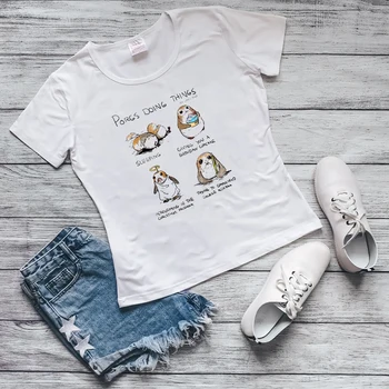 

Summer 2020 Porg bird Baby Yoda Mandalorian T Shirt women moive Star Wars T-shirt funny graphic tees harajuku kawaii tshirt top
