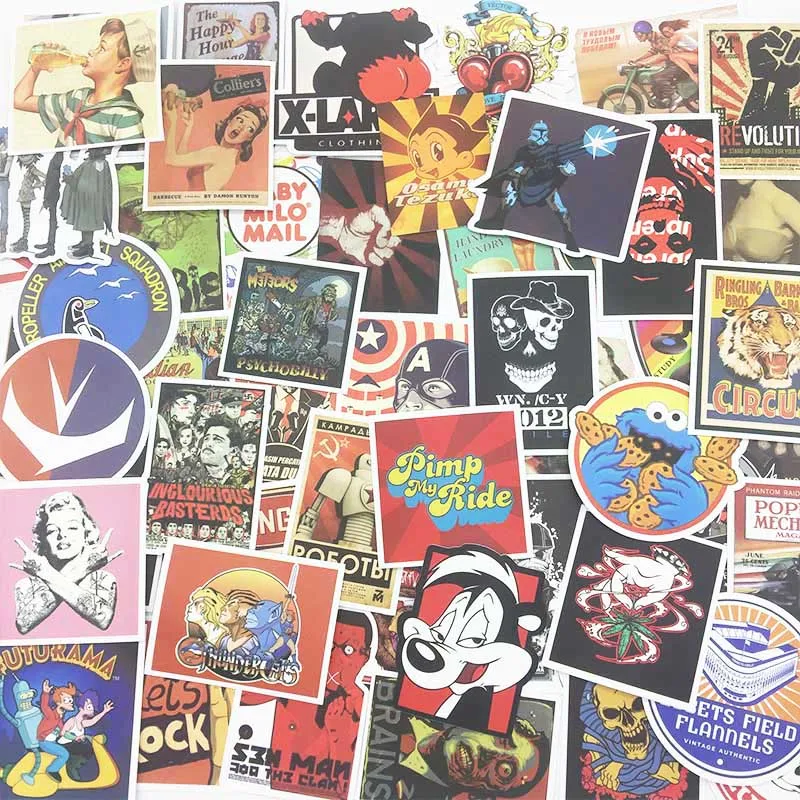 

NEW100pcs/Random No repetition Graffiti Stickers Various Styles Waterproof PVC For Laptop Helmet Luggage Personality DIY Sticker