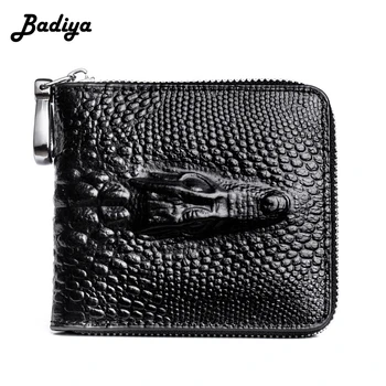 

RFID Men Wallet Short Crocodile Pattern Anti-theft Brush Multi Slots Credit Card Holder Man Zipper Coin Purse Casual Clutch Bag
