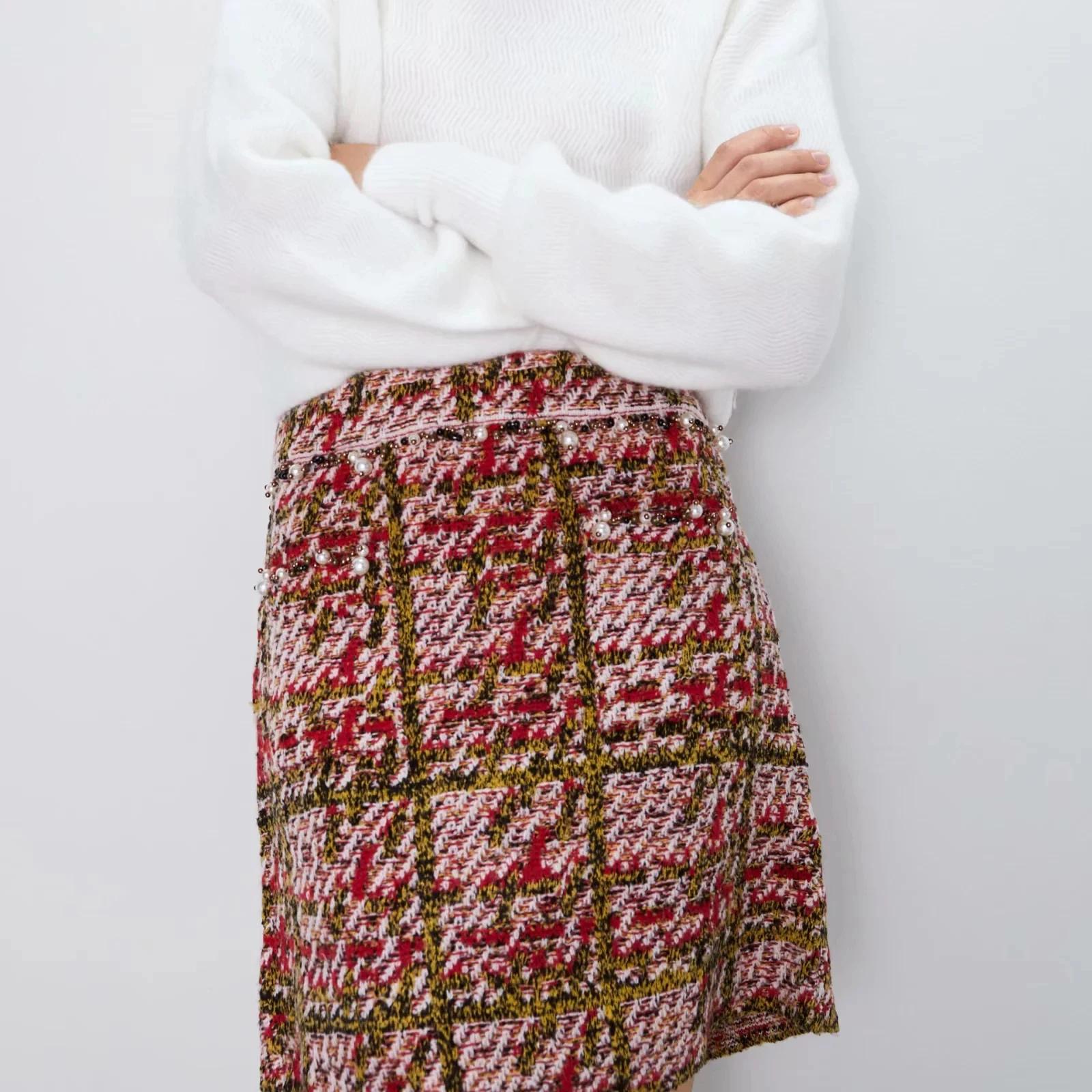 New Autumn Knit skirt women Za style high waist slim chic lady casual Knitted wool mini skirt femme
