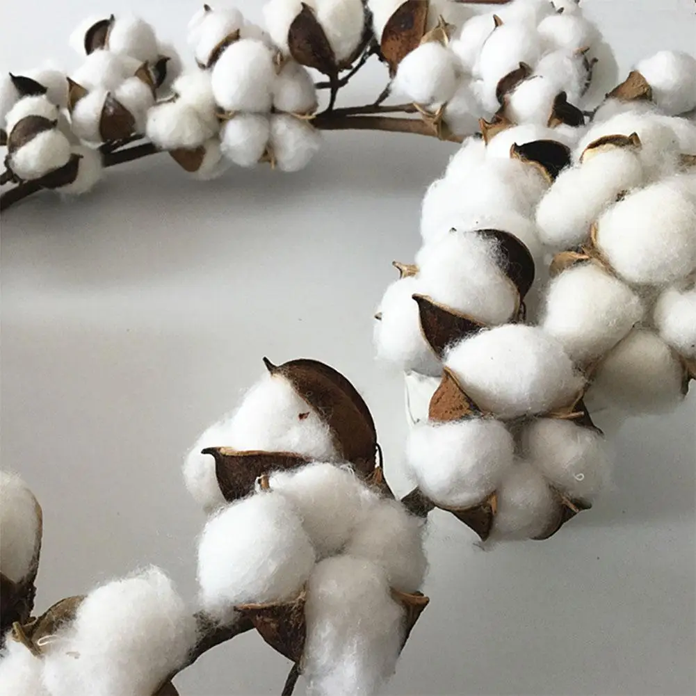 TPFOCUS 17 Inches Simulate Cotton Wreath Garland Hanging Pendant for Christmas Home Door Decoration Plants Artificial Flowers