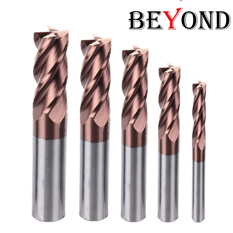 

BEYOND Lowest Dicount End Mill HRC60 4 Flute 1mm 6mm 8mm 10mm Milling Cutter Tools Alloy CNC 4 Edge Carbide Router Bit Endmills