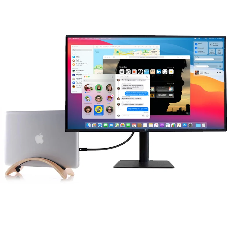 Suporte de Espaço-economia Erigido para Apple Suporte de Madeira Woodden Vertical Portátil Rack Desktop Suporte Macbook Pro ar 2021 m1 Braço Notebook - Imagem 2