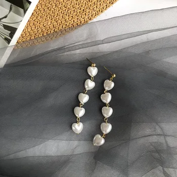 

S925 needle Fashion Jewelry Gifts Heart Drop Earrings Elegant Jewelry White Long Dangle Earrings For Women Girl Party Wedding