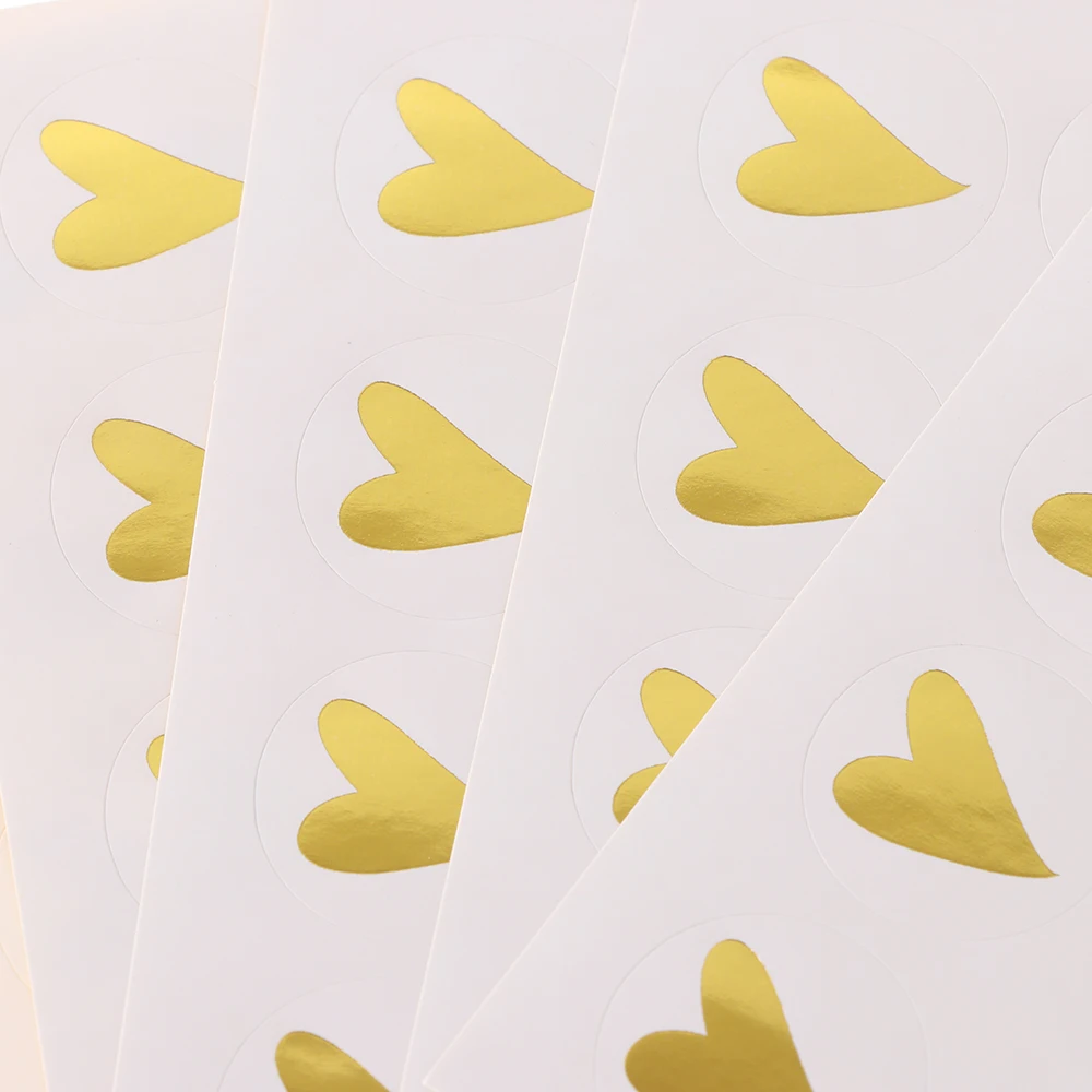 80Pcs/5Sheets Bronzing Love Heart Sticker Gift Boxes Seal Label Adhesive Sealing Craft Festival Wedding Party Decor Supplies