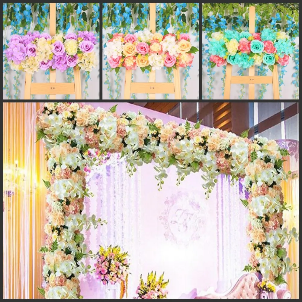 

50CM long Artificial Arch Flower Row Table Runner Centerpieces String for Wedding Party Road Cited Flowers Decoration 20pcs