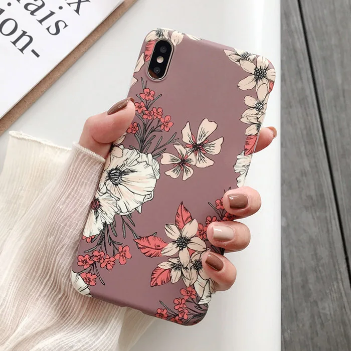 Style 3 Ретро цветной цветочный чехол для телефона iphone XR XS Max X 6 6S 7 8 Plus, летний матовый мягкий чехол IMD с цветами - Цвет: Style 3