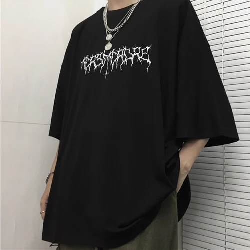 Черный Woherb Женская и мужская пара Harajuku футболка свободная Половина рукава футболки с принтом корейские Топы Женская 23215 - Цвет: Черный