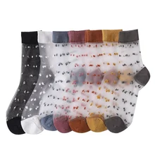 Primavera verão novo design fino meias moda estilo bonito tubo feminino meias de seda de náilon meias transparentes