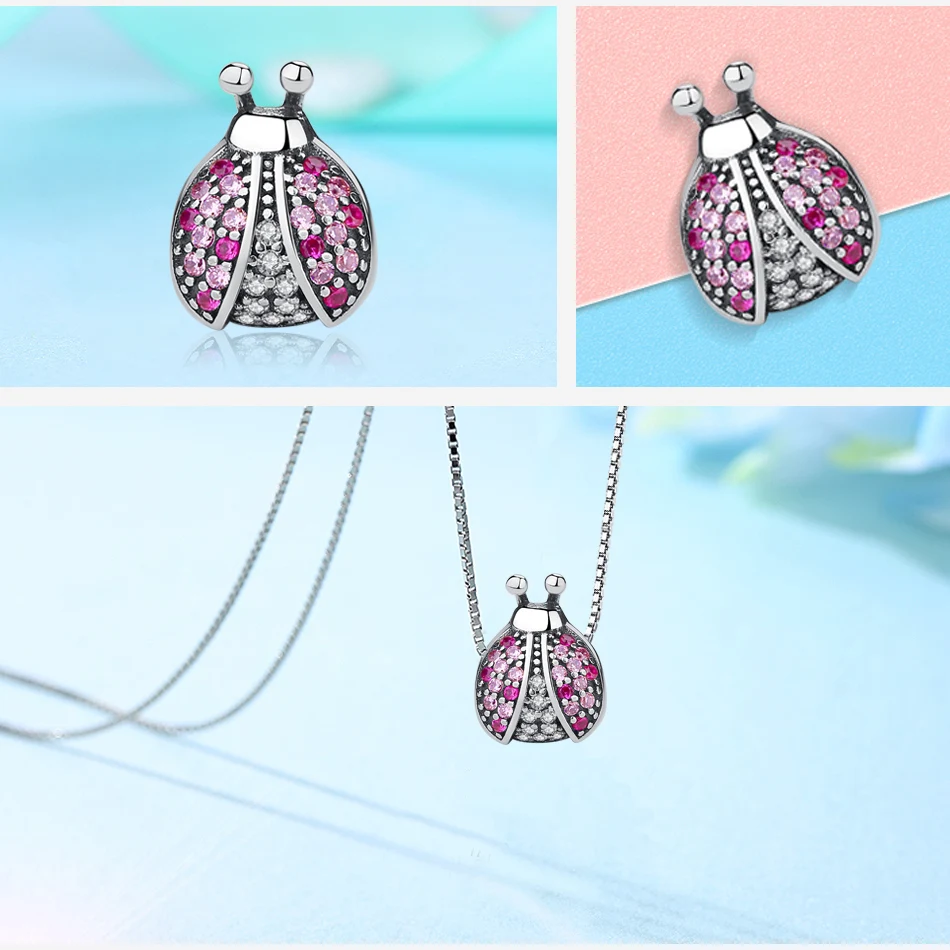 ELESHE, 925 пробы, серебро, божья коровка, бусина, розовое насекомое, божья коровка, Подвески, подходят для оригинальных браслетов, браслеты, сделай сам, Аутентичные ювелирные изделия
