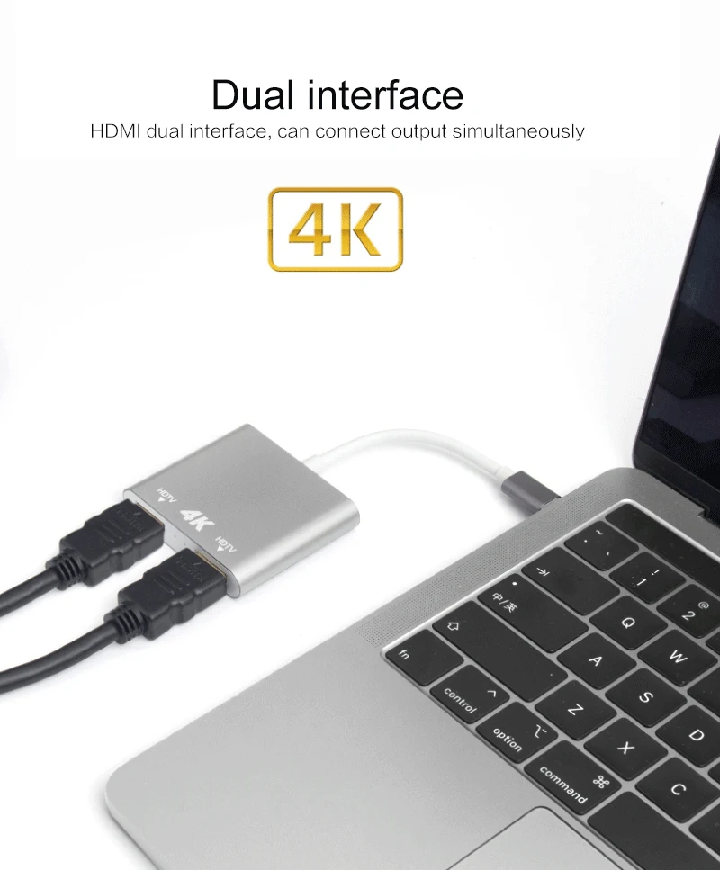 Экранный преобразователь высокого разрешения 4K типа с-HDMI 1 вход 2 видеокабеля