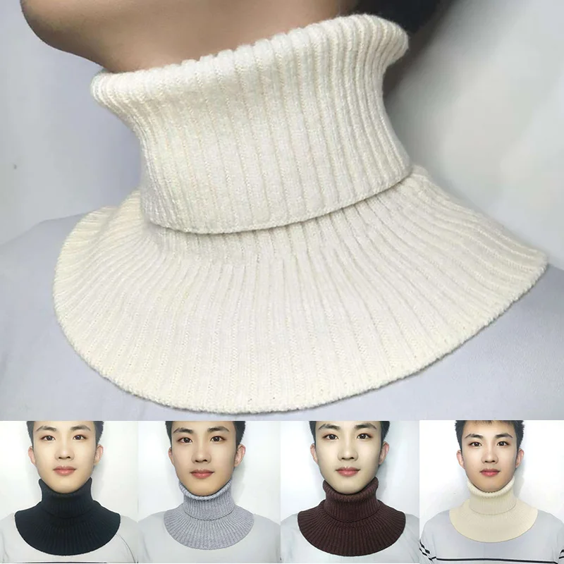 Men Winter Fake Collar Scarf Detachable Shirt Collars Cycling Windproof Knitted Headscarf