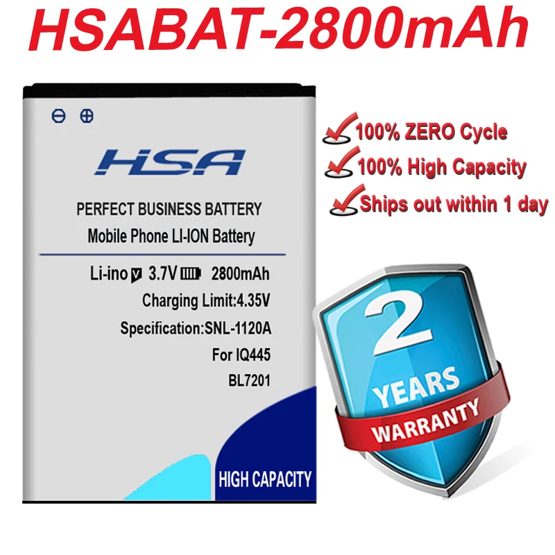 Аккумулятор HSABAT для FLY IQ445 BL7201 2800 мАч Бесплатная доставка по номеру