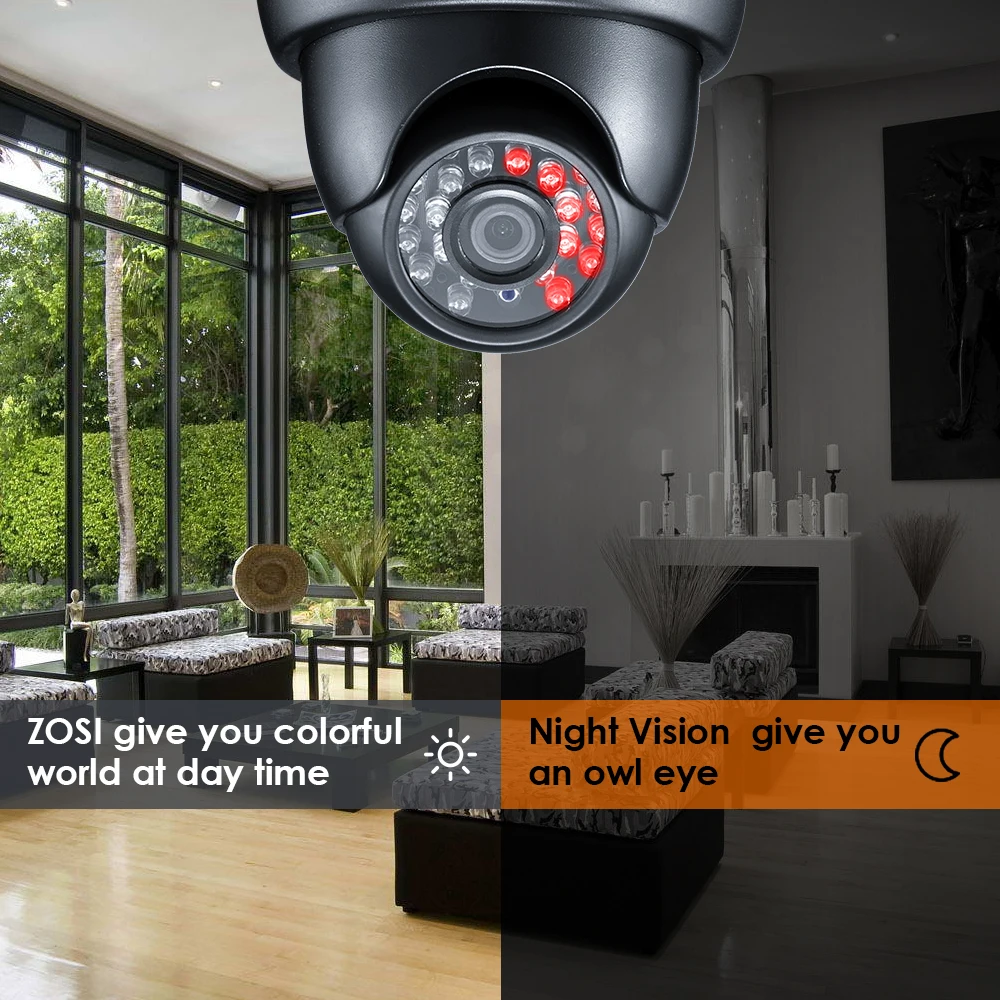 ZOSI 1080P 2MP 4-в-1 CVi TVI CVBS AHD CCTV Системы купол Видео ночного видения Камера кабель с байонетным коаксиальным разъемом для окна удаленного просмотра DVR Kit