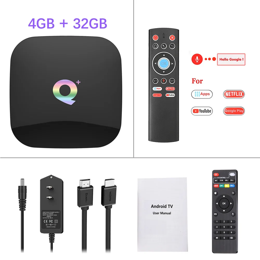 4G 32G T1 Voice remo Q плюс 4 Гб Оперативная память 64 Гб Встроенная память Android 9,0 ТВ коробка Allwinner H6 4 ядра USD3.0 6K HDR 2,4 ГГц Wi-Fi, Поддержка Google плеер Youtube, чтобы - Цвет: 4G 32G T1 Voice remo