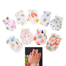 1 пара мягких хлопковых перчаток с защитой от царапин для новорожденных детей 0-6 месяцев