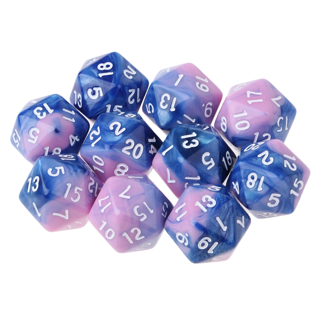 10pcs 20-Sided D20 Dices Double Color Party Table Game Dice Fun Toy for MTG TRPG DND