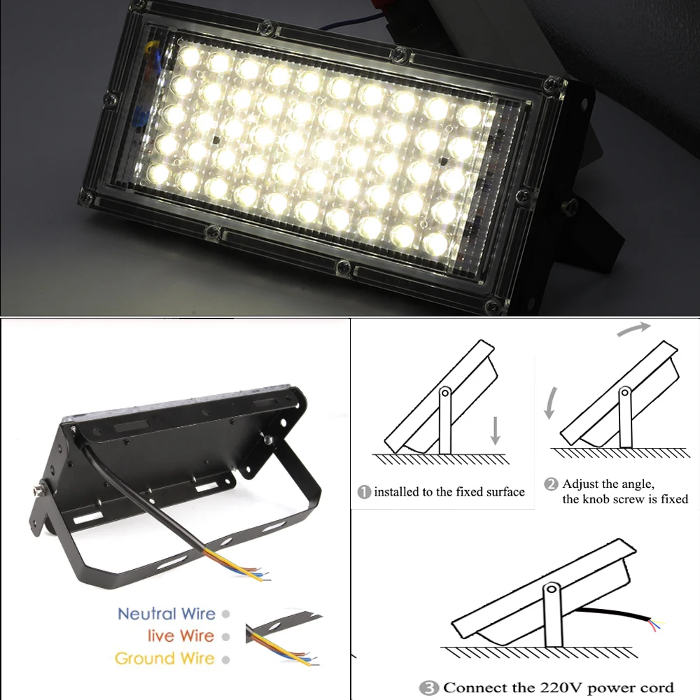 Потока СИД светильник 50W 220 V-240 V напольный светильник ing теплый/холодный/RGB прожектор заливающего света Led exterieur IP65 Led точечный светильник