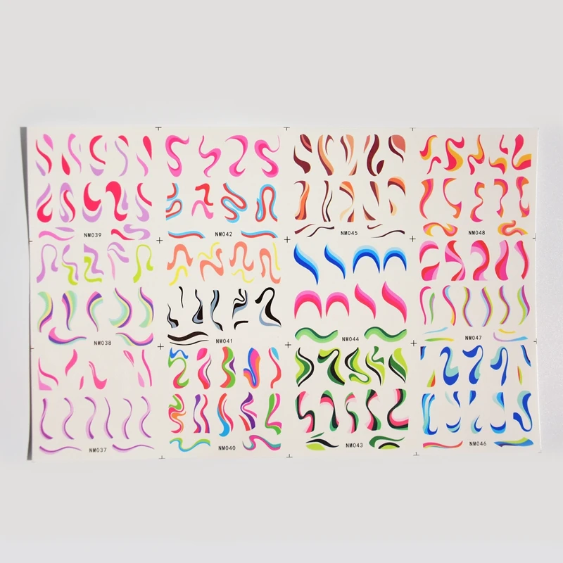 Nail Water Decals 12patterns Colors Wave Line Flower Swirl Ribbon Silder For Nails Art Transfer Sticker Nailswag Slider Decals