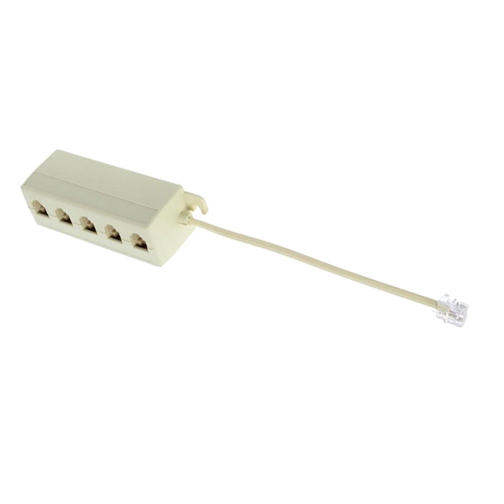 5 Way Outlet RJ11 Telephone Phone Modular Jack Line Splitter Adapter